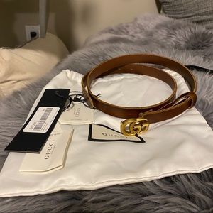 Gucci brown GG thin belt